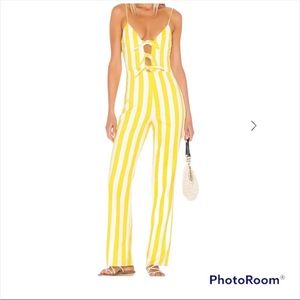 NWOT lovers & friends Anya yellow stripe jumpsuit